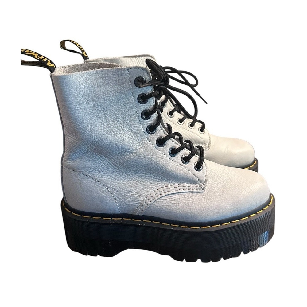 Dr Martens 1460 Pascal Max Boots Womens Sz 8 Platform White Leather 8Eye Lace Up